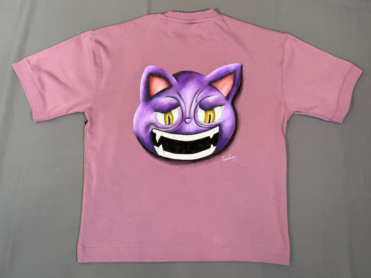 Fear and Hunger Pocket-Cat Hand-Painted T-Shirt – One-of-a-Kind